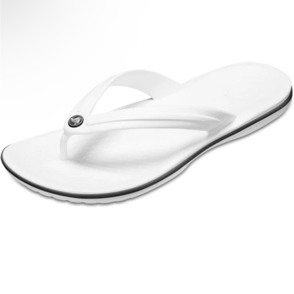 New White Crocs Unisex Crocband Flip Flop Sandal - Size: MEN 10 WOMEN 12